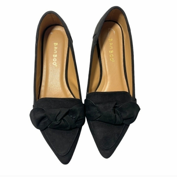 🌴Bamboo Justify-50 Bow Black Faux Suede Slip On Flats Size 10✌️ - Picture 4 of 14